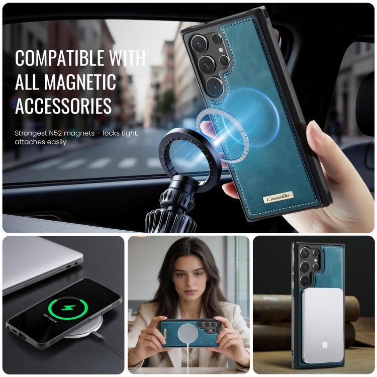 For Samsung Galaxy S24 Ultra 5G CaseMe C69 Series Magnetic Vegan Leather Back Phone Case