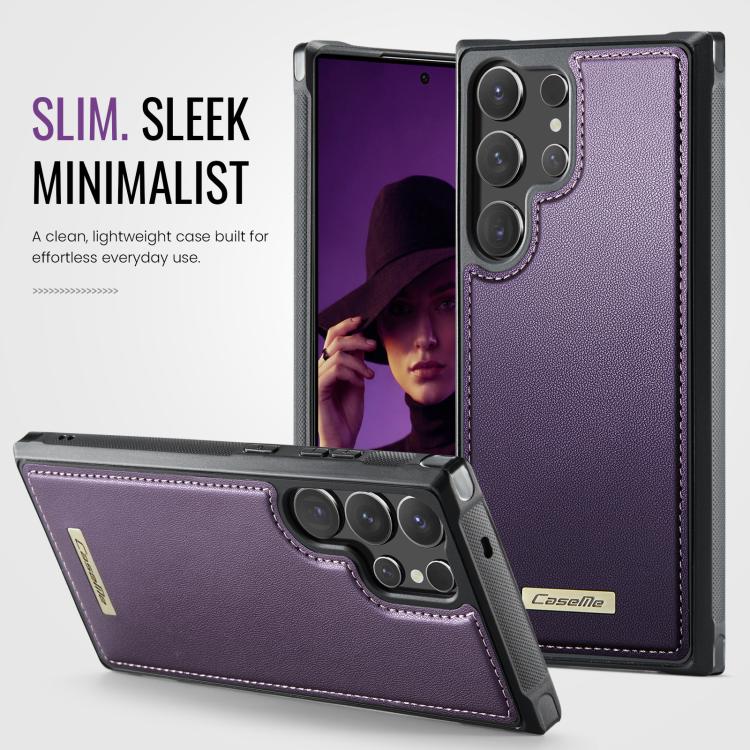 For Samsung Galaxy S24 Ultra 5G CaseMe C69 Series Magnetic Vegan Leather Back Phone Case