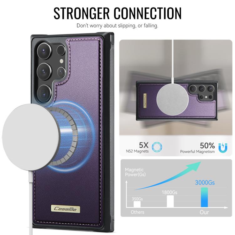 For Samsung Galaxy S24 Ultra 5G CaseMe C69 Series Magnetic Vegan Leather Back Phone Case