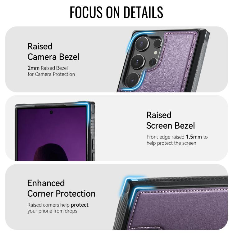 For Samsung Galaxy S24 Ultra 5G CaseMe C69 Series Magnetic Vegan Leather Back Phone Case