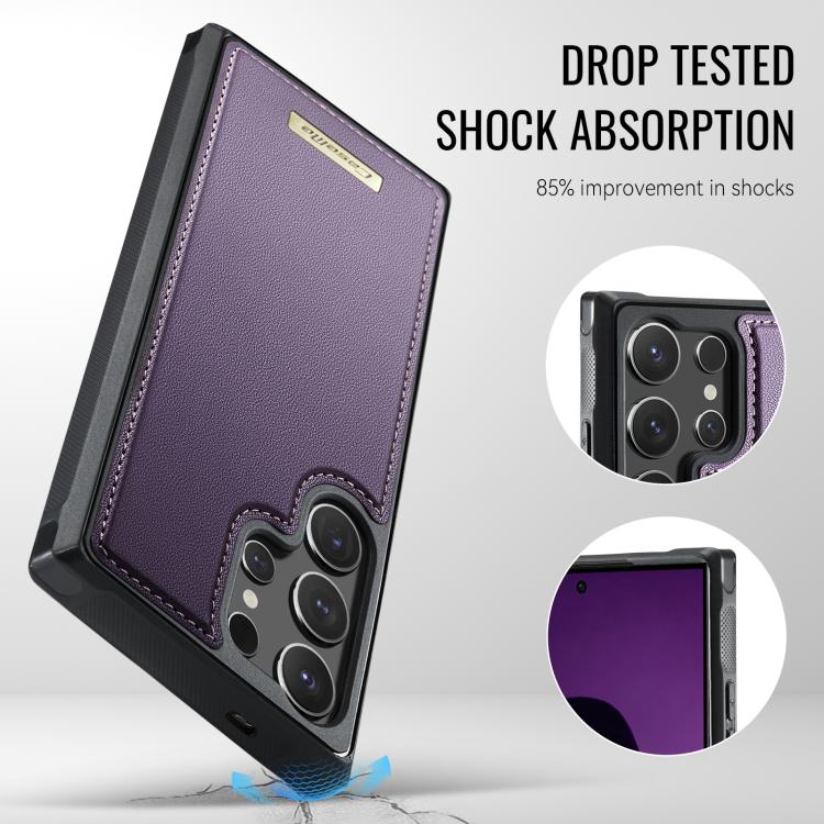 For Samsung Galaxy S24 Ultra 5G CaseMe C69 Series Magnetic Vegan Leather Back Phone Case