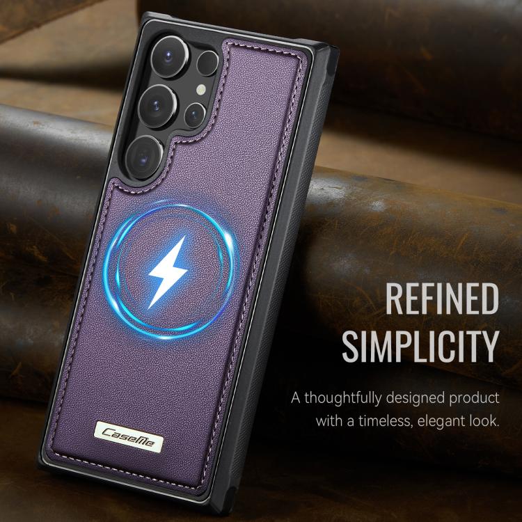 For Samsung Galaxy S24 Ultra 5G CaseMe C69 Series Magnetic Vegan Leather Back Phone Case