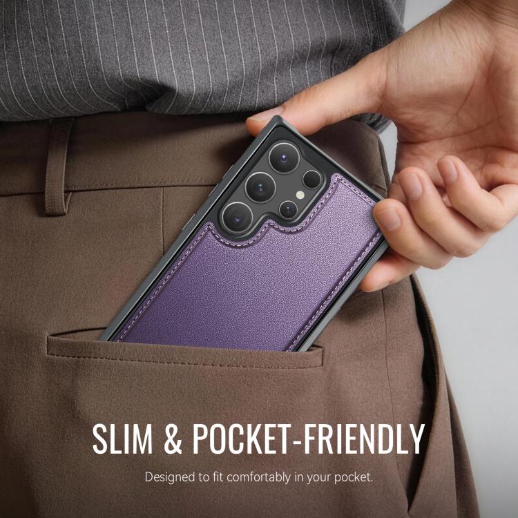 For Samsung Galaxy S24 Ultra 5G CaseMe C69 Series Magnetic Vegan Leather Back Phone Case