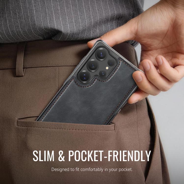 For Samsung Galaxy S25 Ultra 5G CaseMe C69 Series Magnetic Vegan Leather Back Phone Case