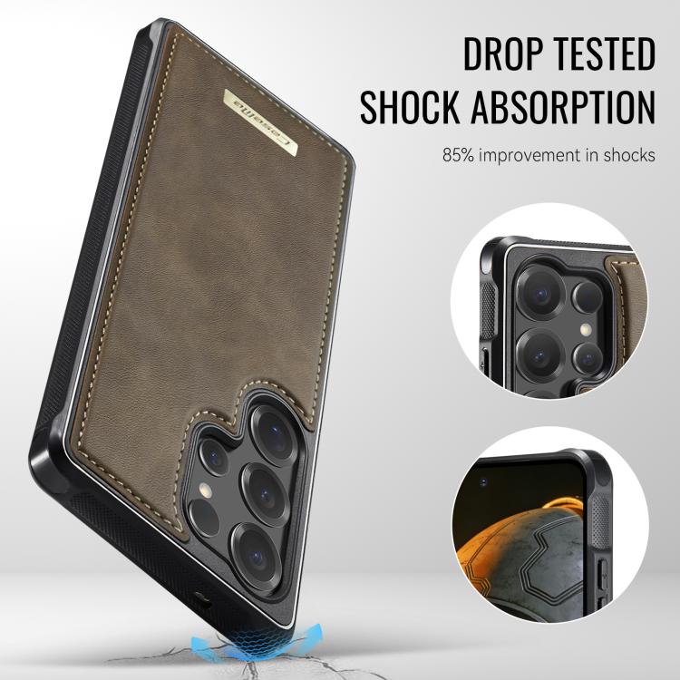For Samsung Galaxy S25 Ultra 5G CaseMe C69 Series Magnetic Vegan Leather Back Phone Case