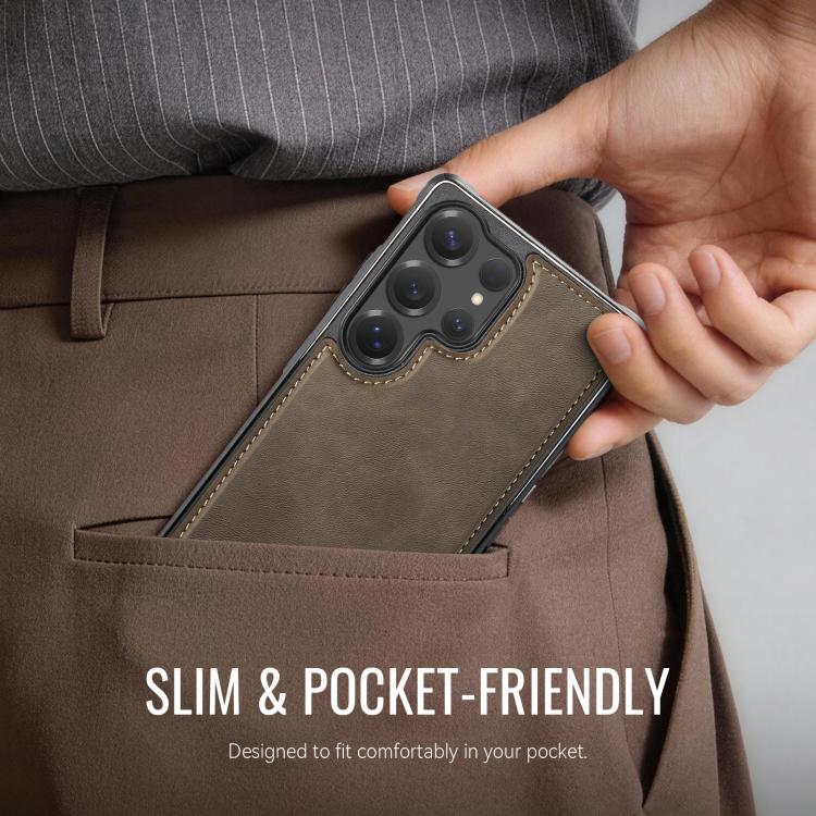 For Samsung Galaxy S25 Ultra 5G CaseMe C69 Series Magnetic Vegan Leather Back Phone Case