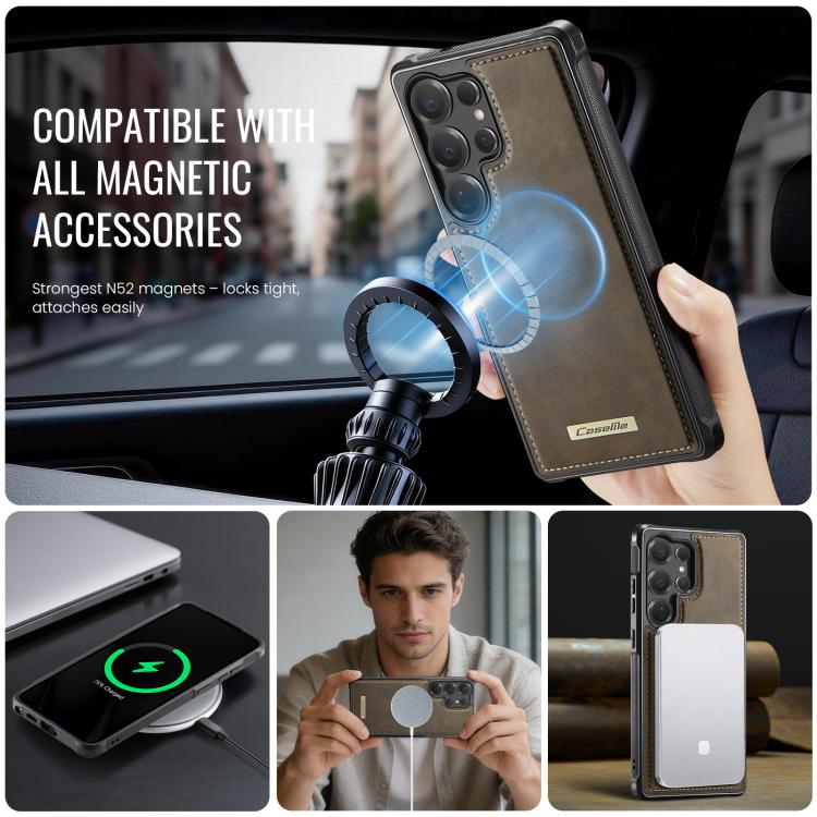 For Samsung Galaxy S25 Ultra 5G CaseMe C69 Series Magnetic Vegan Leather Back Phone Case