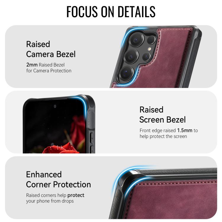 For Samsung Galaxy S25 Ultra 5G CaseMe C69 Series Magnetic Vegan Leather Back Phone Case
