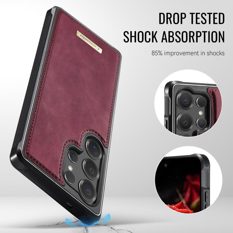 For Samsung Galaxy S25 Ultra 5G CaseMe C69 Series Magnetic Vegan Leather Back Phone Case