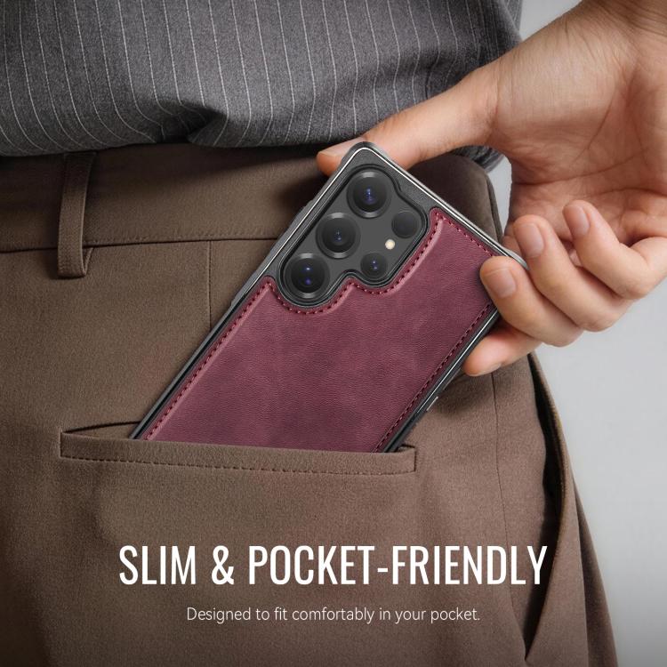 For Samsung Galaxy S25 Ultra 5G CaseMe C69 Series Magnetic Vegan Leather Back Phone Case