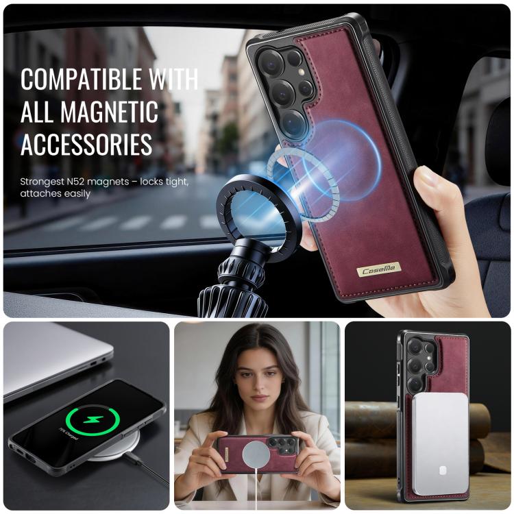 For Samsung Galaxy S25 Ultra 5G CaseMe C69 Series Magnetic Vegan Leather Back Phone Case