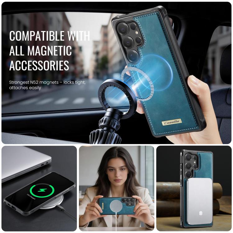 For Samsung Galaxy S25 Ultra 5G CaseMe C69 Series Magnetic Vegan Leather Back Phone Case