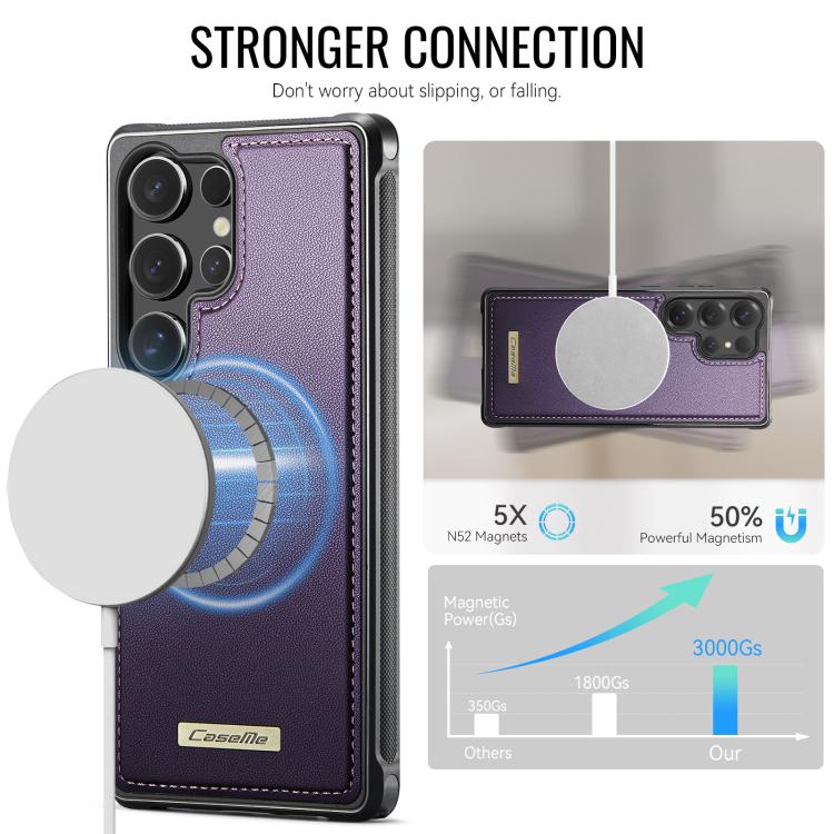 For Samsung Galaxy S25 Ultra 5G CaseMe C69 Series Magnetic Vegan Leather Back Phone Case