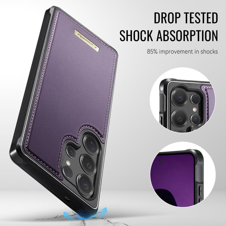 For Samsung Galaxy S25 Ultra 5G CaseMe C69 Series Magnetic Vegan Leather Back Phone Case