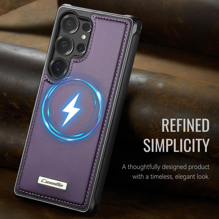 For Samsung Galaxy S25 Ultra 5G CaseMe C69 Series Magnetic Vegan Leather Back Phone Case