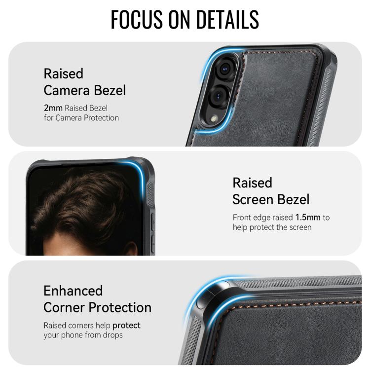 For Samsung Galaxy S25 Edge 5G CaseMe C69 Series Magnetic Vegan Leather Back Phone Case