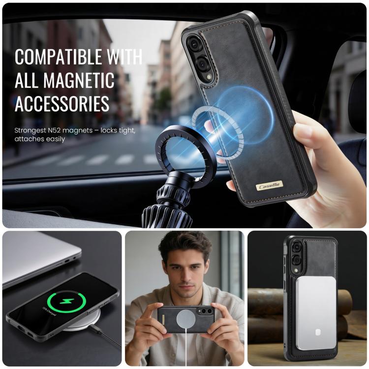 For Samsung Galaxy S25 Edge 5G CaseMe C69 Series Magnetic Vegan Leather Back Phone Case