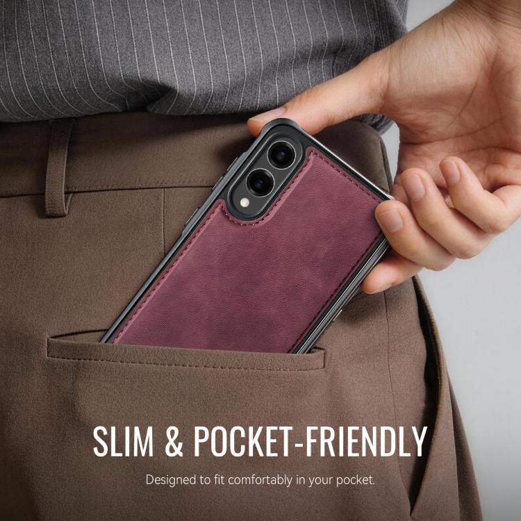 For Samsung Galaxy S25 Edge 5G CaseMe C69 Series Magnetic Vegan Leather Back Phone Case