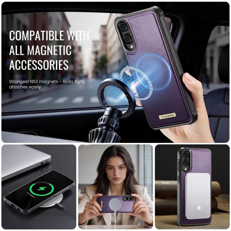 For Samsung Galaxy S25 Edge 5G CaseMe C69 Series Magnetic Vegan Leather Back Phone Case
