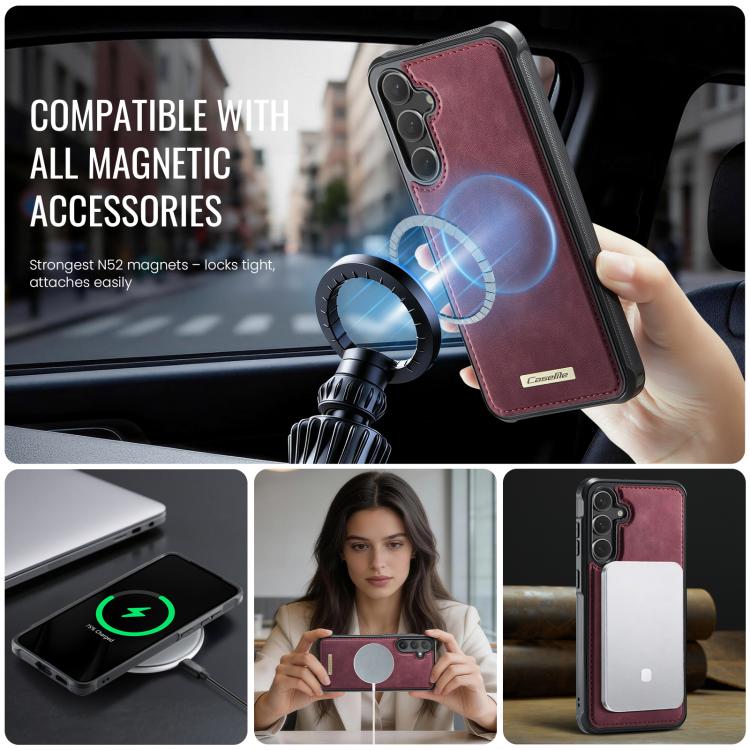 For Samsung Galaxy S25 FE 5G CaseMe C69 Series Magnetic Vegan Leather Back Phone Case