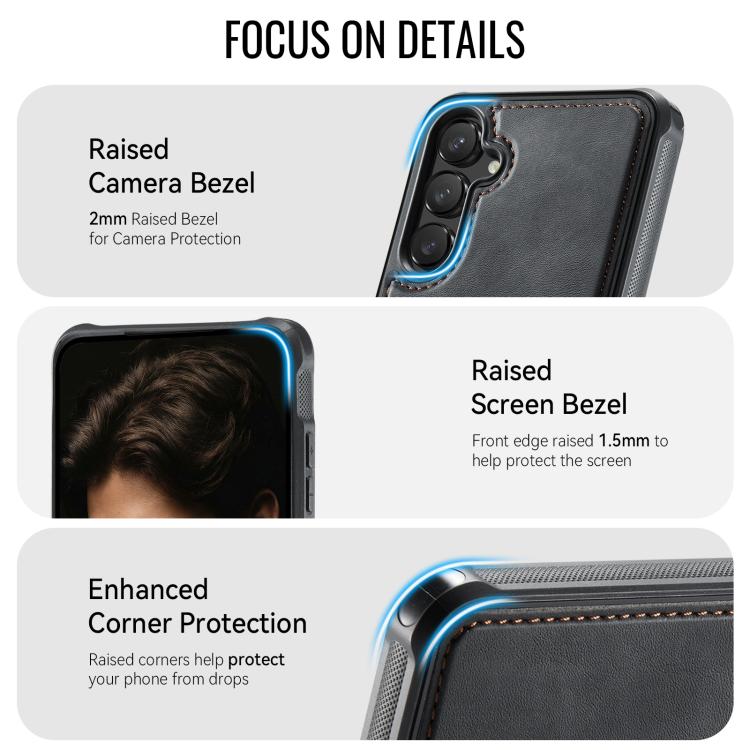 For Samsung Galaxy S24 FE 5G CaseMe C69 Series Magnetic Vegan Leather Back Phone Case