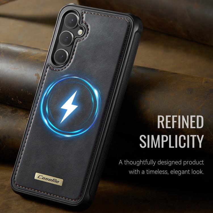 For Samsung Galaxy S24 FE 5G CaseMe C69 Series Magnetic Vegan Leather Back Phone Case