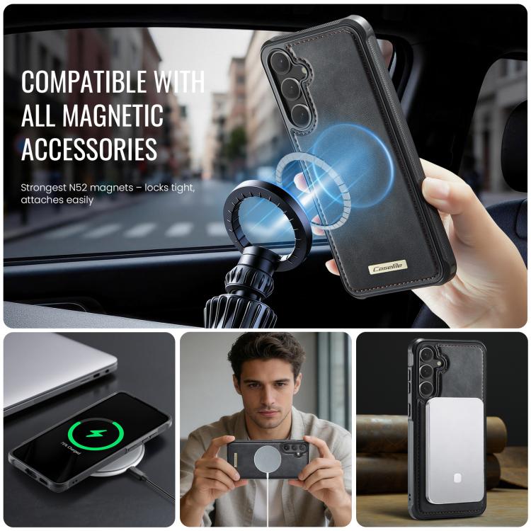 For Samsung Galaxy S24 FE 5G CaseMe C69 Series Magnetic Vegan Leather Back Phone Case