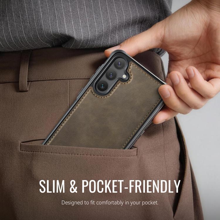 For Samsung Galaxy S24 FE 5G CaseMe C69 Series Magnetic Vegan Leather Back Phone Case