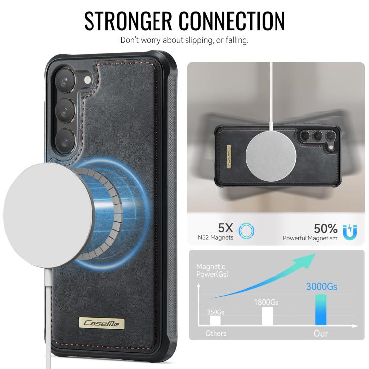 For Samsung Galaxy S23 5G CaseMe C69 Series Magnetic Vegan Leather Back Phone Case