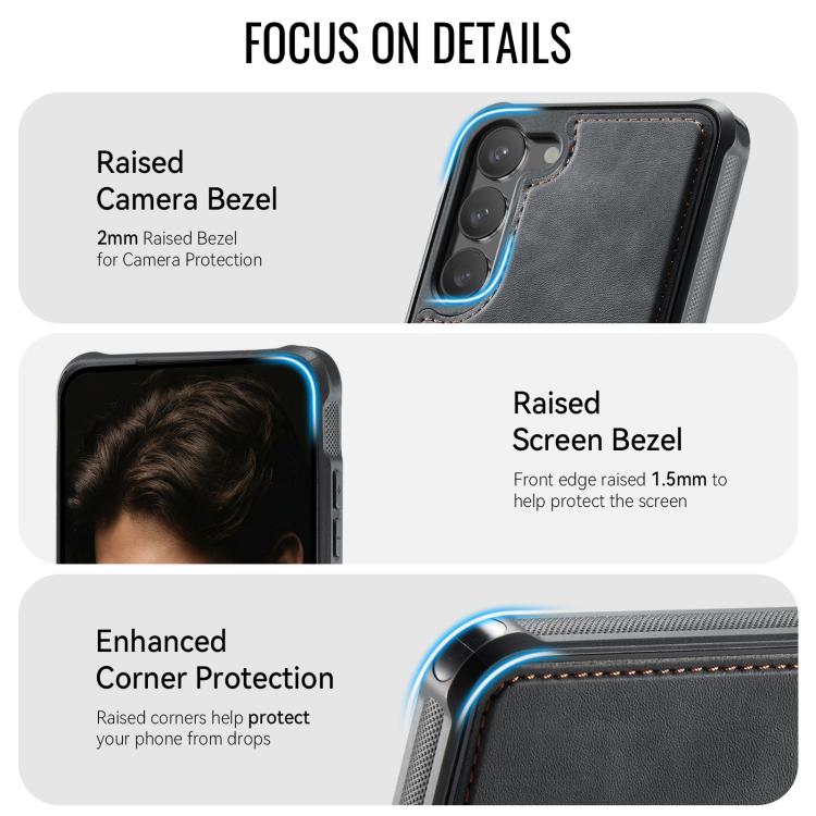 For Samsung Galaxy S23 5G CaseMe C69 Series Magnetic Vegan Leather Back Phone Case