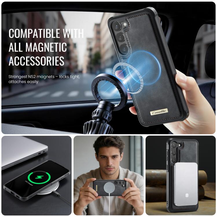 For Samsung Galaxy S23 5G CaseMe C69 Series Magnetic Vegan Leather Back Phone Case