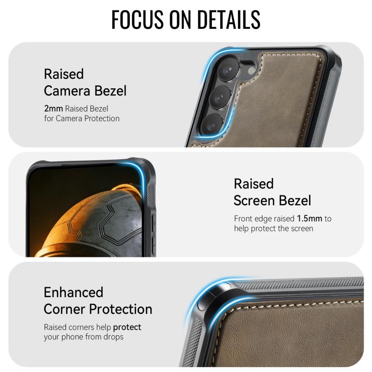 For Samsung Galaxy S23 5G CaseMe C69 Series Magnetic Vegan Leather Back Phone Case