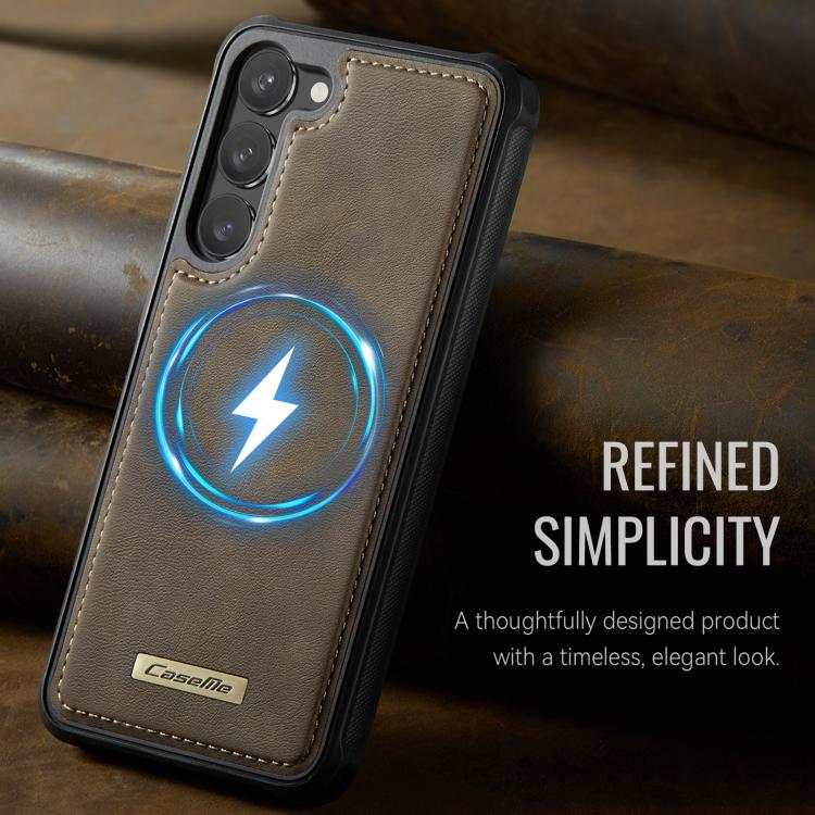 For Samsung Galaxy S23 5G CaseMe C69 Series Magnetic Vegan Leather Back Phone Case