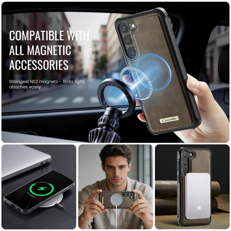 For Samsung Galaxy S23 5G CaseMe C69 Series Magnetic Vegan Leather Back Phone Case