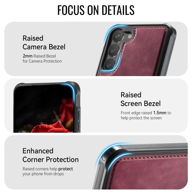 For Samsung Galaxy S23 5G CaseMe C69 Series Magnetic Vegan Leather Back Phone Case