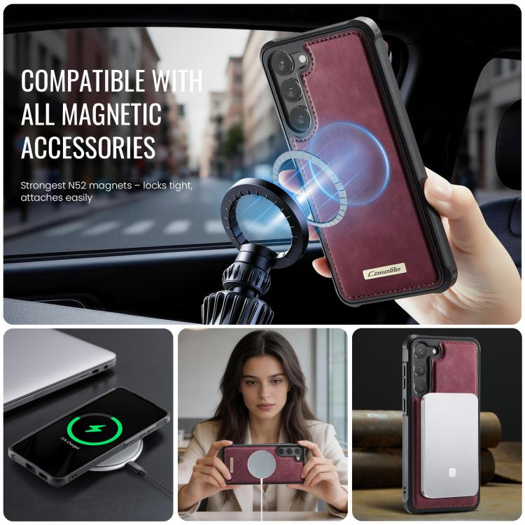 For Samsung Galaxy S23 5G CaseMe C69 Series Magnetic Vegan Leather Back Phone Case