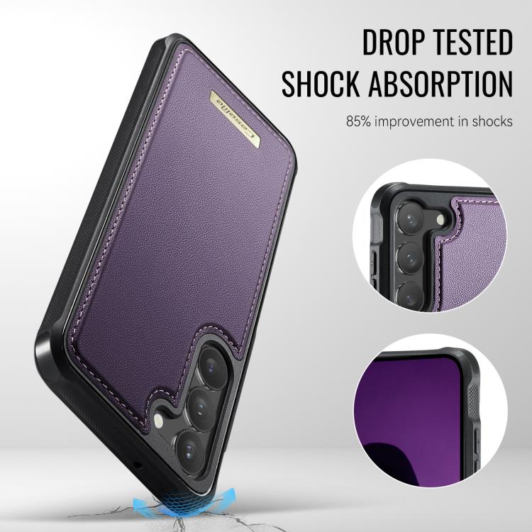 For Samsung Galaxy S23 5G CaseMe C69 Series Magnetic Vegan Leather Back Phone Case