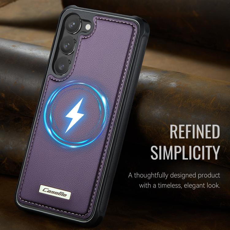 For Samsung Galaxy S23 5G CaseMe C69 Series Magnetic Vegan Leather Back Phone Case