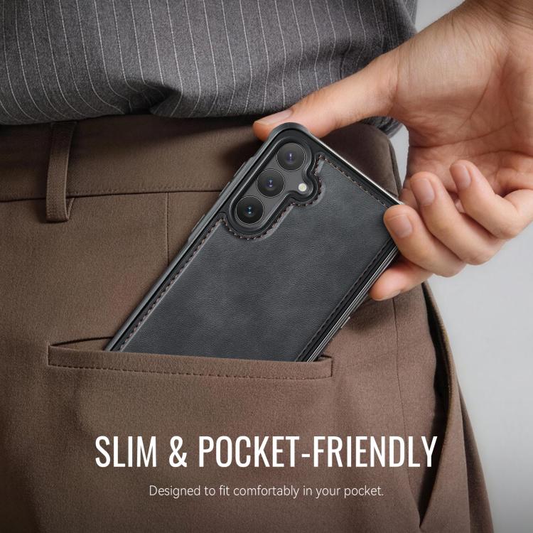 For Samsung Galaxy S23 FE 5G CaseMe C69 Series Magnetic Vegan Leather Back Phone Case