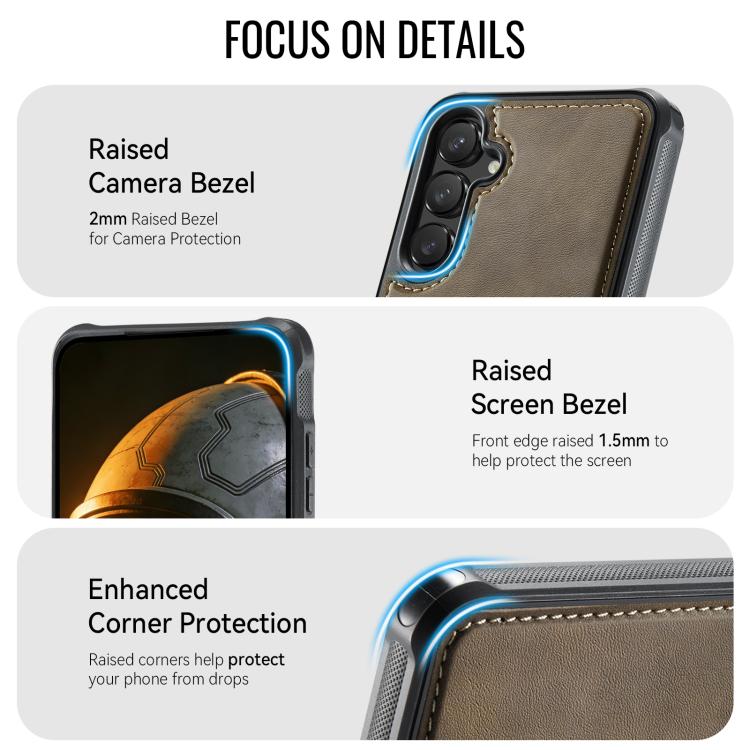 For Samsung Galaxy S23 FE 5G CaseMe C69 Series Magnetic Vegan Leather Back Phone Case