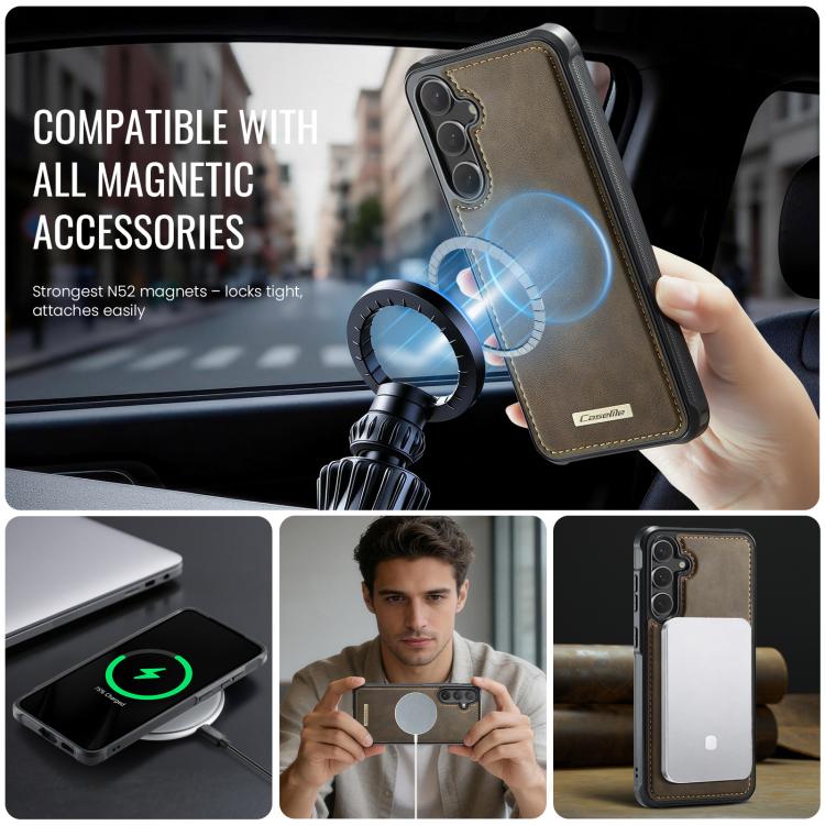 For Samsung Galaxy S23 FE 5G CaseMe C69 Series Magnetic Vegan Leather Back Phone Case