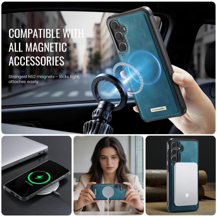 For Samsung Galaxy S23 FE 5G CaseMe C69 Series Magnetic Vegan Leather Back Phone Case
