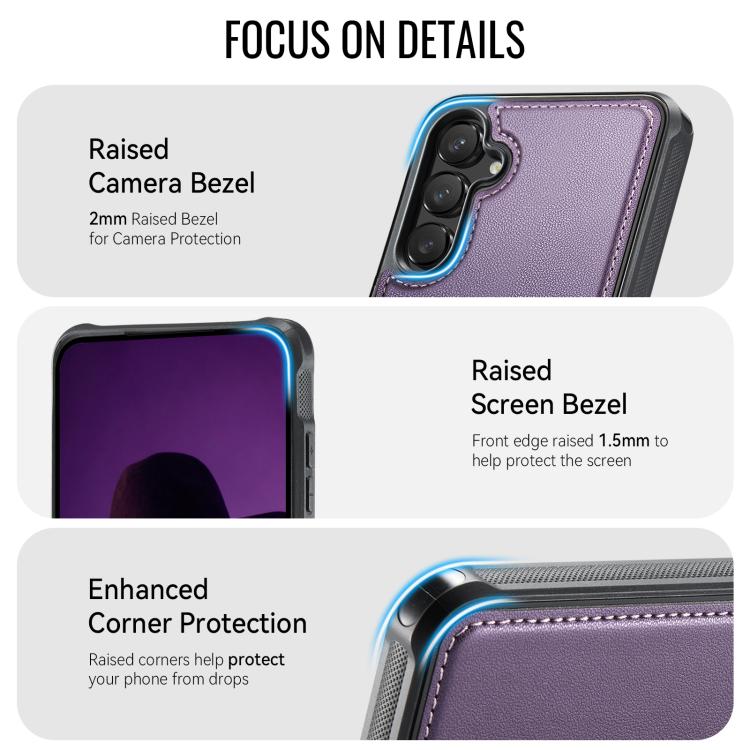 For Samsung Galaxy S23 FE 5G CaseMe C69 Series Magnetic Vegan Leather Back Phone Case