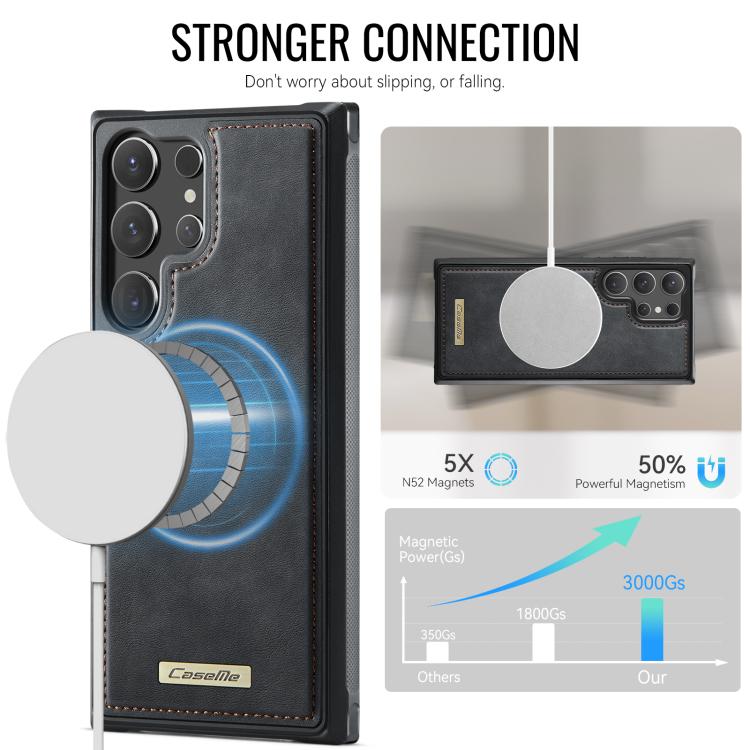 For Samsung Galaxy S23 Ultra 5G CaseMe C69 Series Magnetic Vegan Leather Back Phone Case