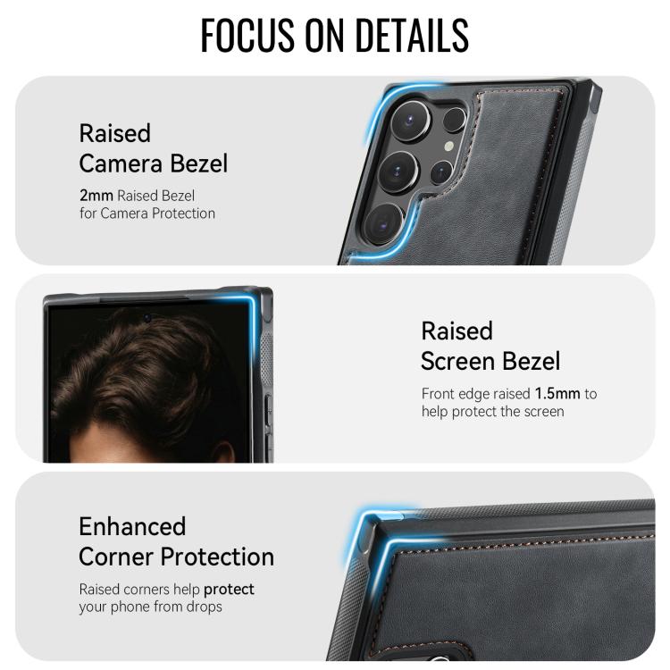For Samsung Galaxy S23 Ultra 5G CaseMe C69 Series Magnetic Vegan Leather Back Phone Case