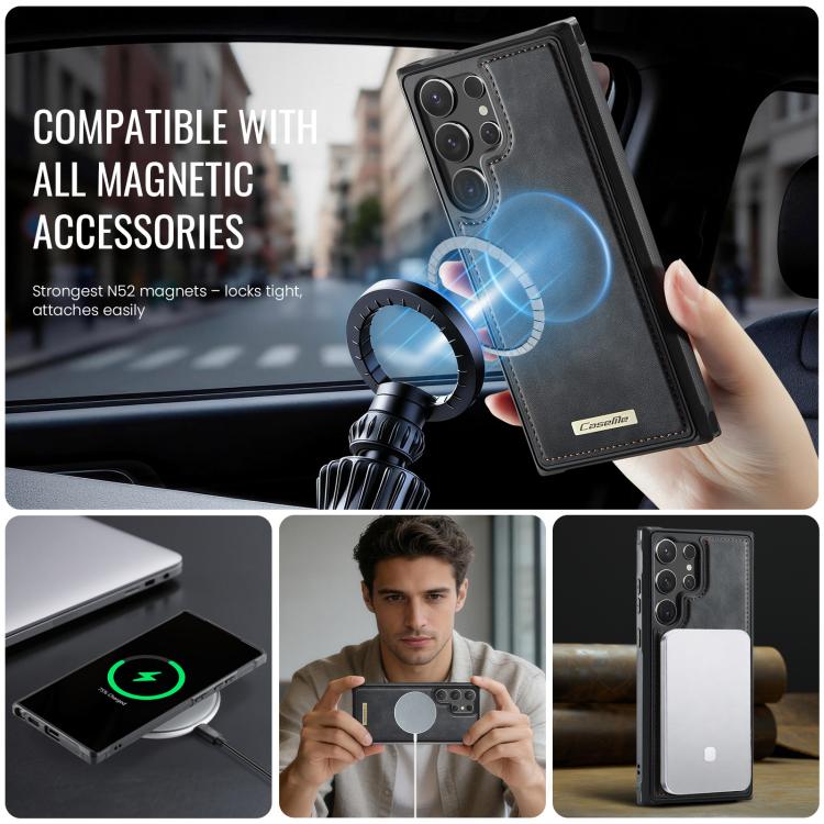 For Samsung Galaxy S23 Ultra 5G CaseMe C69 Series Magnetic Vegan Leather Back Phone Case