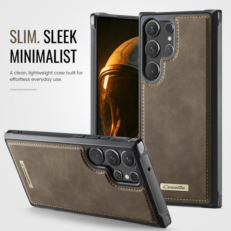 For Samsung Galaxy S23 Ultra 5G CaseMe C69 Series Magnetic Vegan Leather Back Phone Case