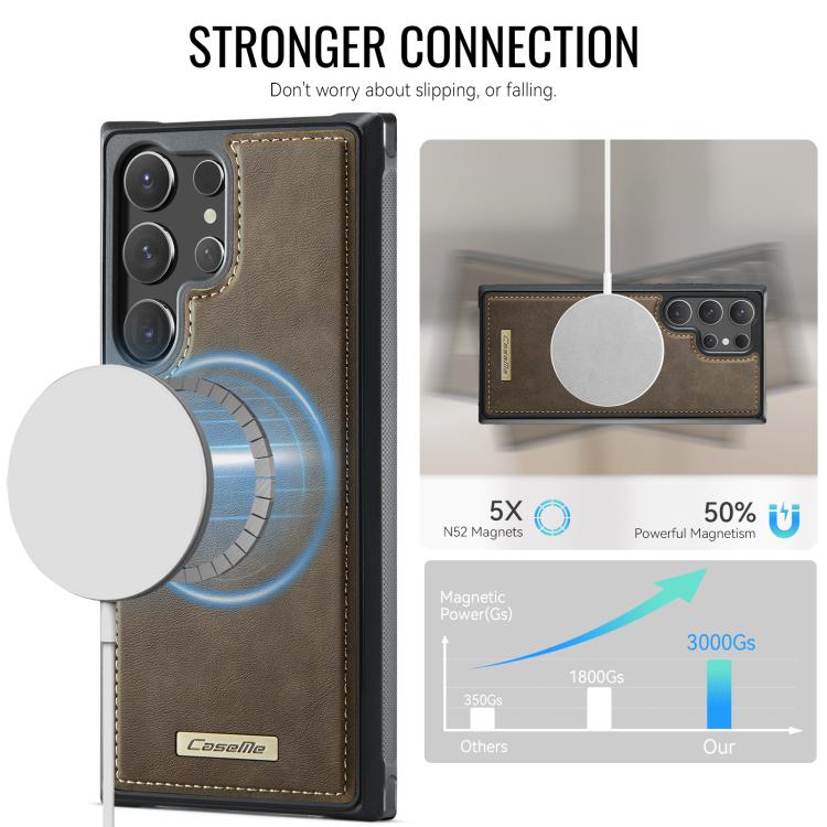 For Samsung Galaxy S23 Ultra 5G CaseMe C69 Series Magnetic Vegan Leather Back Phone Case