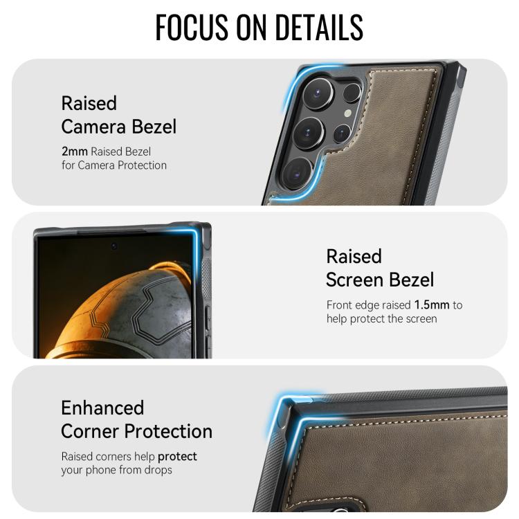 For Samsung Galaxy S23 Ultra 5G CaseMe C69 Series Magnetic Vegan Leather Back Phone Case