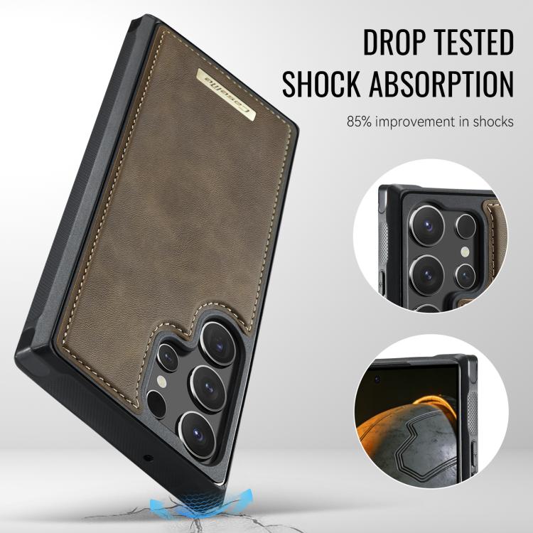For Samsung Galaxy S23 Ultra 5G CaseMe C69 Series Magnetic Vegan Leather Back Phone Case